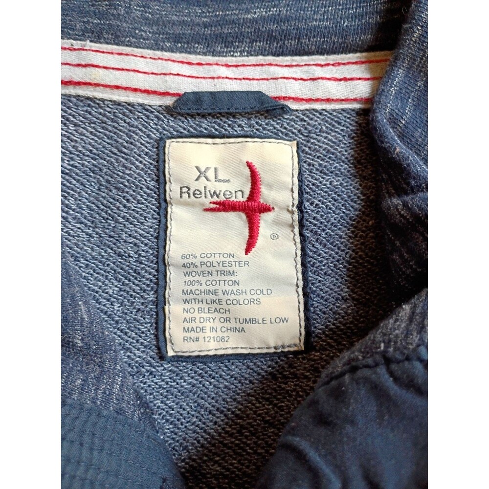 Relwen Mens XL Blue Heather Long Sleeve Henley pullover - Picture 5 of 10